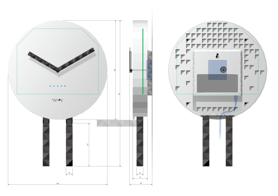 時計の形をした無線LANルーターのデザイン
